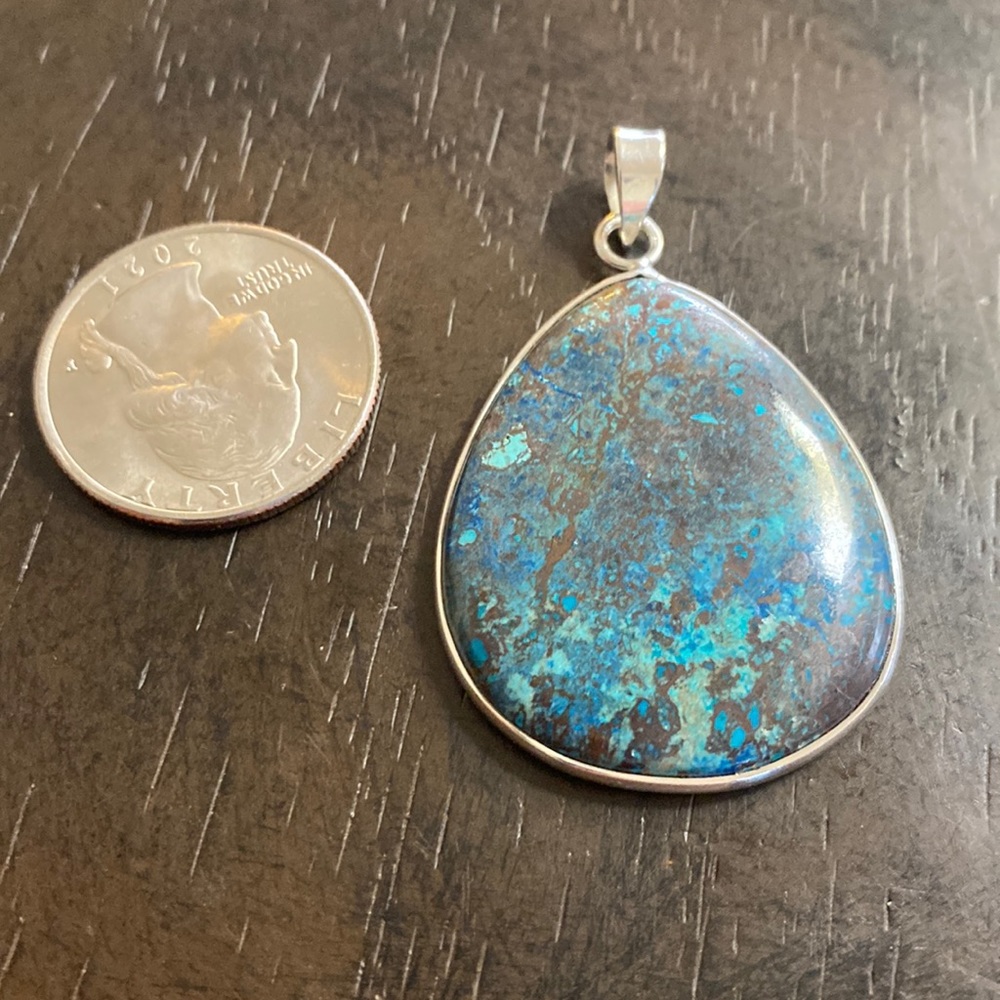 Chrysocolla Pear Shape Sterling Silver Pendant